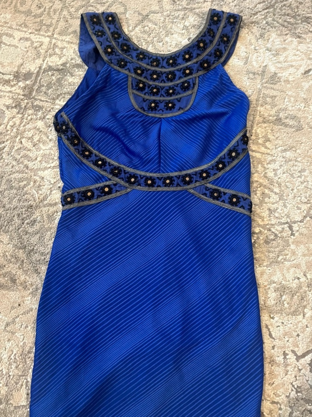 Free People Embellished Cobalt Blue Mini Dress XS Beaded Party Cocktail